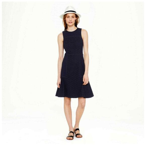 J.Crew Collection Dress Paneled Eyelet + Ponte Knit - Picture 1 of 8